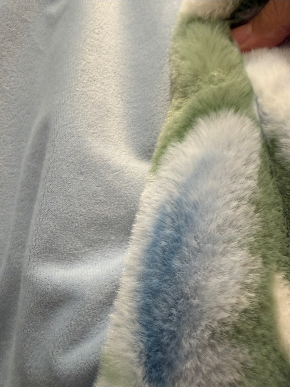 Plush Floral Throw Blanket in Green and Light Blue - Picture 5 of 5